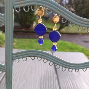 Elegant Blue and Gold Drop Earrings